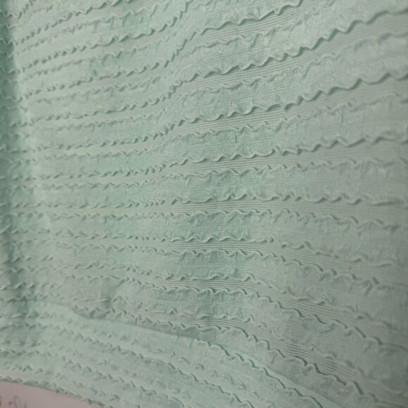 Tropical summer top 3d ruffle frilly square neckline stretchy aqua blue comfy - Picture 4 of 8